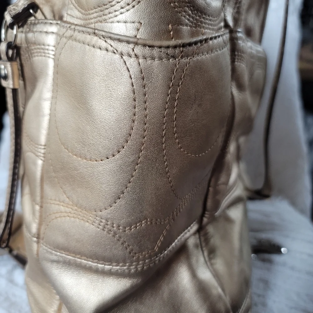 Huge Gold Leather Coach Diaper Laptop Bag